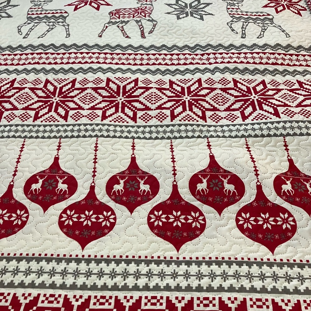 Cozy Holiday Throw Blanket with Reindeer and Snowflakes